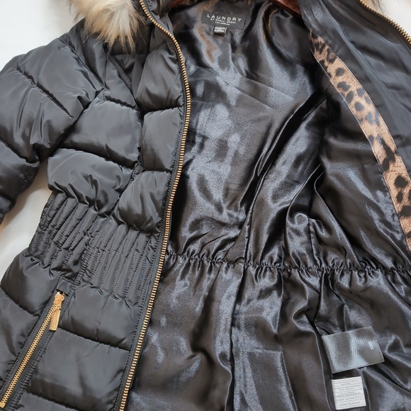LAUNDRY by Shelly Segal Women's Puffer Jacket w/ Cinched Waist and Fur Hood, XS - Picture 15 of 15
